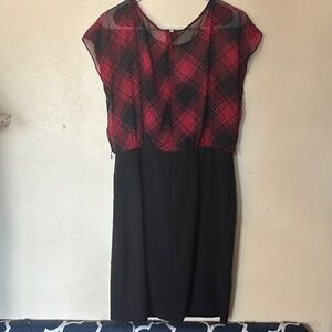 AGB Red and Black Plaid Checkered Women's Dress Size 14